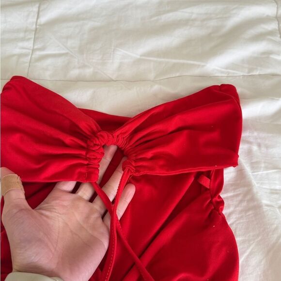 Cutout Mini Dress, Ruched Criss Cross Halter Dresses for Women,Low Back Bodycon - Picture 6 of 16